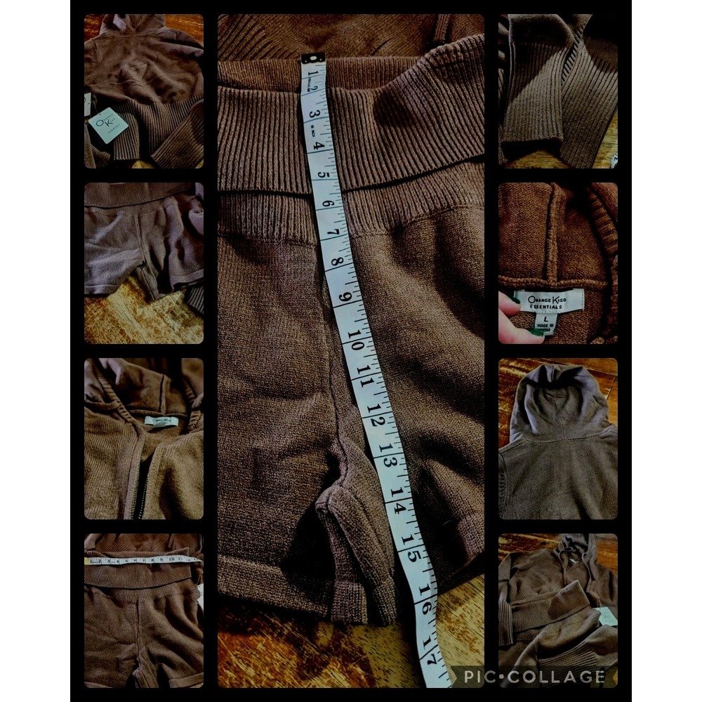 Orange KISS ESSENTIAL. Off Brand. Color Brown Short+Sweater. NEW TAGS. Size L.